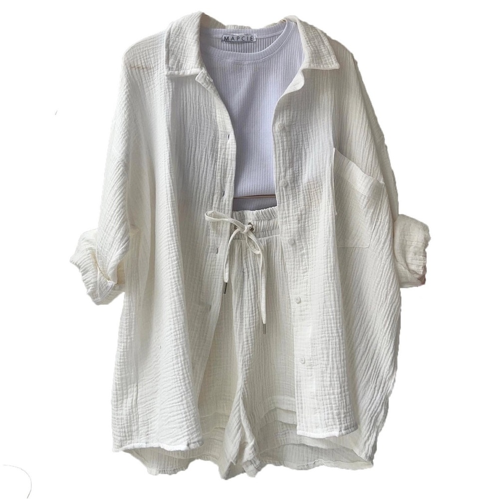 Cotton Gauze Button Down & Shorts Set